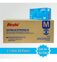 Beybi 1 Koli (20 Paket) M (Medium) Beden Pudralı Lateks Beyaz Muayene Eldiveni
