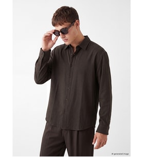 LCW Vision Kahverengi Regular Fit Armürlü Erkek Gömlek