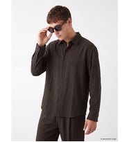 LCW Vision Kahverengi Regular Fit Armürlü Erkek Gömlek