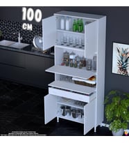Eliusta Alp 100 cm Çekmeceli Erzak Dolabı -Çok Amaçlı Banyo Kiler Mutfak Antre Depolama Dolabı 100x226x32 cm