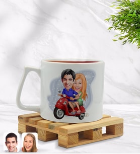 BK Gift Kişiye Özel Sevgililer Karikatürlü Middle Beyaz Kupa Bardak Model 10