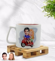 BK Gift Kişiye Özel Sevgililer Karikatürlü Middle Beyaz Kupa Bardak Model 10