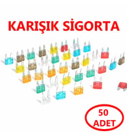 50'li Araç Mini Bıçak Sigorta 50 Adet Karışık Amperler