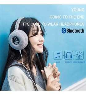 Bluetoothlu Kablosuz Sevimli Sıcak Kürklü Kulaklıklar Gri