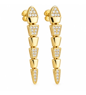Gümüş Gold Zirkon Taşlı Yılan Kadın Küpe