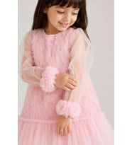 Masal Güllü Kız Çocuk Elbise Şeker Pembe