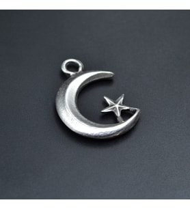 Ay Yıldız Kolye Ucu - Antik Gümüş Kaplama - Kod:89