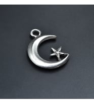 Ay Yıldız Kolye Ucu - Antik Gümüş Kaplama - Kod:89