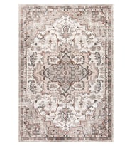 Eliana Home Baskılı, Yıkanabilir Kaymaz Taban Salon Halısı LNA0796 100x150 cm (Bej)