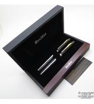 Scrikss Special İsme Özel Mat Siyah Gold Krom Ahşap Kutulu Dolma Kalem + Roller Kalem Set