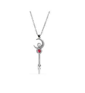 Anime Sailor Diamond Anahtar Kırmızı Taş Zincirli Kolye (Gümüş)
