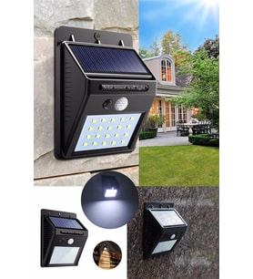 Pazariz Güneş Enerjili Sokak Lambası Solar Bahçe Armatürü Aydınlatması Dış Mekan Işık 20 Led