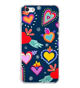 PrintiFy Apple iPhone 5S Uyumlu Retro Color 3 Baskılı Şeffaf Köşe Korumalı Antişok Kılıf