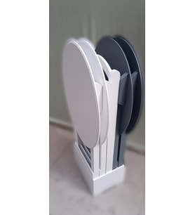 Zigon Çanta 90132 Oval Model Dörtlü Ahşap MDF Parlak Beyaz Gri Renk Uyum El Yapım