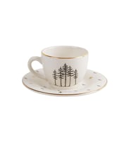 Porland Forest Tabaklı Kahve Fincanı 85cc 6'lı (Beyaz)