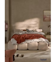 Most Oktagon Bazalı Karyola Bej Bukle Kumaş İşbir Kuştüyü Sünger 180x200 Yatak İçin(Kurulum Dahil)