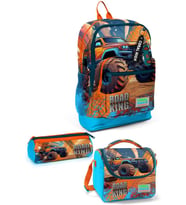 Coral High Kids Mavi Turuncu High Wheels Truck Desenli 3'lü Okul Çanta Seti SET0123778 - Erkek (Çok Renkli)