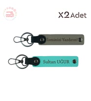 Babaya Özel Sürpriz, İsim Soyisimli 2’li Anahtarlık Hediye Takımı, Kül Gri-Turkuaz