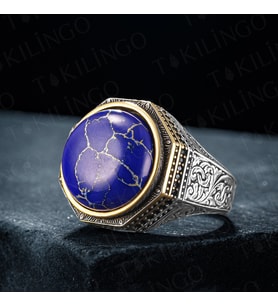 925 Ayar Gümüş Lapis Taşlı Erkek Yüzük