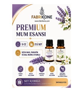 Premium Mum Esansı 5 cc 2'li Set - Lavanta, Yasemin - Soya Wax, Parafin, Jel Wax ve Bal Mumu Uyumlu BKFAB2LVYS5