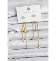 Topçuk Model Gold Renk Pirinç Sallantılı Kadın Küpe Seti 5886 - HPSBYI6656-5911