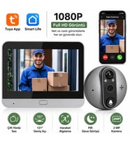 WiFi Akıllı Kapı Kamerası 4.3" Ekran 1080P HD Görüntülü Kapı Dürbünü PIR Sensörlü