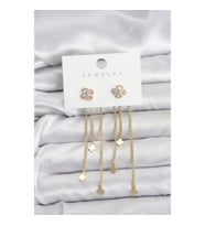 Mey İthalat® Pirinç Gold Renk Yonca Model Sallantılı Kadın Küpe