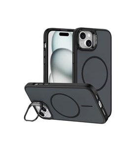 Coverzone iPhone 13 ile Uyumlu kilif MagSafe ile uyumlu K?l?f Stand �zellikli M?knat?sl? Flexa Y�z�k Tutuculu IPHONE 13 i�in KILIF Darbe Emici Mat Arka Kapak Koruyucu K?l?f Siyah