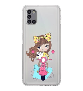 Samsung Galaxy A31  Kamera Korumalı  Kapak Vespagirl Tasarımlı  Şeffaf Kılıf