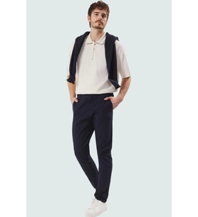 Erkek Uzun Boy Straight Kalıp Pamuklu Dokulu Pantolon Günlük Stil Yaz Aylarının Vazgeçilmezi (Lacivert)