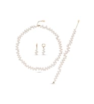 Barok Doğal İnci Kolye Bileklik Küpe Üçlü Set (Rose)
