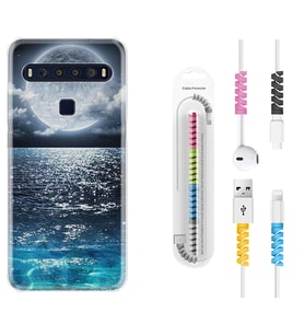 TCL 10L 10 Plus 10SE 20E 20SE 30SE L7 Kılıf Kablo Koruma Spiral Silikon Great Moon 1301
