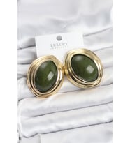 Pirinç Yeşil Badem Model Gold Kadın Küpe - Tj-Bkp11591