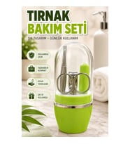 Yeşil Manikür ve Pedikür Seti – Cımbız, Makas, Tırnak Makası ve Törpü