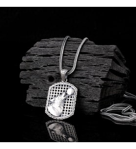925 Ayar Gümüş Ay Kurt Motifli Unisex Model Kolye (Gri)