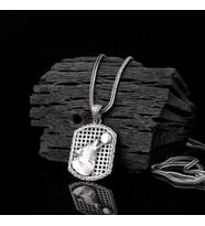 925 Ayar Gümüş Ay Kurt Motifli Unisex Model Kolye (Gri)
