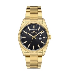 Ferro F11211A-B2 Quartz Çelik Altın Rengi Siyah 41 mm Erkek Kol Saati