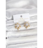 Zirkon Taşlı Pirinç Kutup Yıldızı Gold ve Gümüş Renk Kadın Küpe 5886 - EEEEEE3748-1651