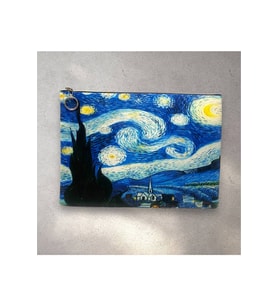 Vincent Van Gogh Yıldızlı Gece Tablosu The Starry Night Clutch Portföy Çanta (Siyah-Siyah)