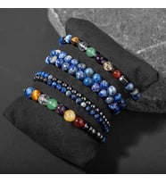Çakra-Lapis Bileklik Seti Ametist, Kaplan Gözü, Akik, Kuvars, Lapis