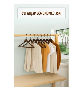 6’lı Ahşap Görünümlü Askı Kahve 44 cm