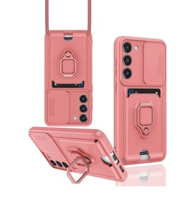 Durukar® Samsung Galaxy S23 Plus Kılıf Zuma Kartvizitli Yüzüklü Silikon - Pembe