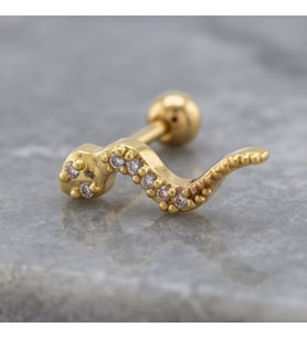FerizZ Altın Kaplama Zirkon Taşlı Yılan Şekilli Piercing PRC-144