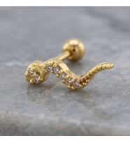 FerizZ Altın Kaplama Zirkon Taşlı Yılan Şekilli Piercing PRC-144