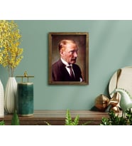 BK Home Atatürk Tasarımlı Doğal Masif Ahşap Çerçeveli Tablo-4