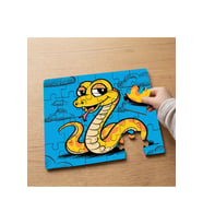 Sarı Sevimli Yılan Tasarımlı 24 Parça Ahşap Çocuk Puzzle MPK0358