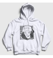 Presmono Unisex Beyaz Yuji Itadori Anime Jujutsu Kaisen Kapüşonlu Sweatshirt 316517tt