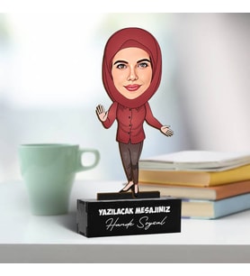 Kişiye Özel Başörtülü Hanımlara Özel Karikatürlü Biblo