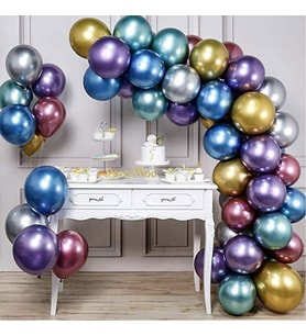 Karışık Krom Balonlu Zincir Balon Seti 52 Parça-
