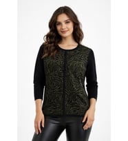 Kadın Zebra Desen Triko Kazak BGL-ST05286 (Haki)